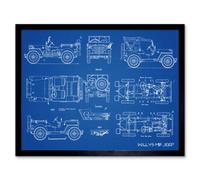 Artery8 Willys MB US Military Jeep Vehicle Blueprint Plan Art Print Framed Poster Wall Decor 12x16 inch