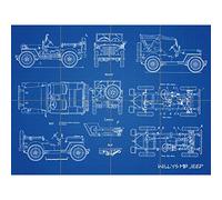 Artery8 Willys MB US Military Jeep Vehicle Blueprint Plan XL Giant Panel Poster (8 Sections)