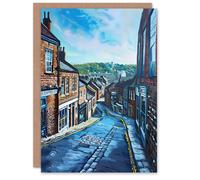 Artery8 Greeting Card Winding Road Barnsley South Yorkshire Painting Blank For Him Or Her Art Birthday Card