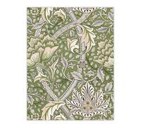 Artery8 Windrush Floral Filigree Pattern Morris Vintage Wall Art Print Poster in Green | Size: W12" x H16" Artery8 Green W12" x H16"