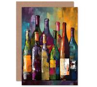 Artery8 Wine Bottles and Celebrations for Him or Her Man Woman Birthday Thank You Congratulations Blank Art Greeting Card