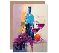Artery8 Wine Lovers Still Life for Him or Her Man Woman Birthday Thank You Congratulations Blank Art Greeting Card