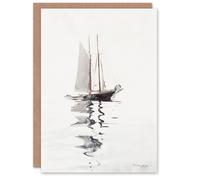 Artery8 Winslow Homer Art Card Two Masted Schooner with Dory Watercolour