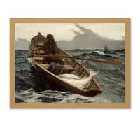 Winslow Homer Fog Warning Painting Fisherman Storm Artwork Framed Wall Art Print A4 Artery8 Light Oak One Size