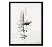 Artery8 Winslow Homer Two Masted Schooner With Dory Watercolour Framed Wall Art Print A3
