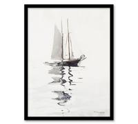Artery8 Winslow Homer Two Masted Schooner With Dory Watercolour Framed Wall Art Print A4