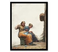 Artery8 Winslow Homer Women Mending The Fishing Nets Framed Wall Art Picture Print A4