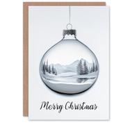 Artery8 Winter Forest Landscape Reflected On Bauble Blank For Him Or Her Art Christmas Card