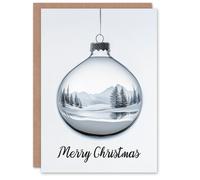 Artery8 Winter Forest Landscape Reflected On Bauble Blank For Him Or Her Art Christmas Card