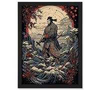 Artery8 Winter Forest Landscape Samurai Master Rockabilly Americana 50s Artwork Framed A3 Wall Art Print