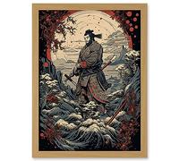 Artery8 Winter Forest Landscape Samurai Master Rockabilly Americana 50s Artwork Framed A3 Wall Art Print