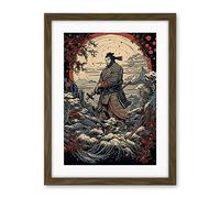 Artery8 Winter Forest Landscape Samurai Master Rockabilly Americana 50s Artwork Framed Wall Art Print 18X24 Inch