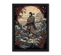 Artery8 Winter Forest Landscape Samurai Master Rockabilly Americana 50s Artwork Framed Wall Art Print 18X24 Inch