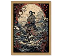 Artery8 Winter Forest Landscape Samurai Master Rockabilly Americana 50s Artwork Framed Wall Art Print A4