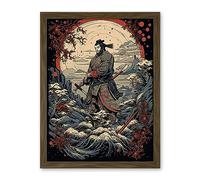 Artery8 Winter Forest Landscape Samurai Master Rockabilly Americana 50s Artwork Framed Wall Art Print 18X24 Inch