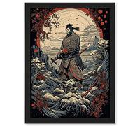 Artery8 Winter Forest Landscape Samurai Master Rockabilly Americana 50s Artwork Framed Wall Art Print A4