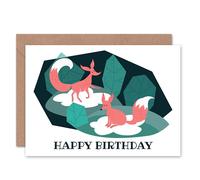 Artery8 Winter Forest Red Foxes Birthday Card Artery8 Multicolor