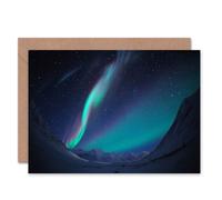 Artery8 Winter Mountain Landscape Aurora Borealis Northern Lights Card Artery8 Multicolor