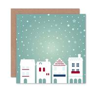 Artery8 Winter Snow Day City Houses Modern Christmas Card Artery8 Multicolor