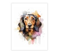 Artery8 Wirehaired Dachshund Lovers Gift Watercolour Pet Portrait Painting Artwork Large Wall Art Poster Print Thick Paper 18X24 Inch