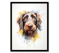 Artery8 Wirehaired German Pointer Lovers Gift Watercolour Pet Portrait Painting Artwork Artwork Framed Wall Art Print 18X24 Inch