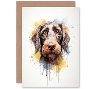 Artery8 Wirehaired German Pointer Lovers Gift Watercolour Pet Portrait Painting Artwork Greeting Card Artery8 Multicolor