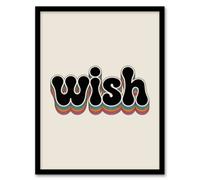 Artery8 Wish Colourful Retro Rainbow Font Typography Framed Wall Art Print 12X16"
