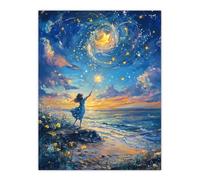 Artery8 Wish Upon A Star Magical Sky Beach Fantasy Art Nursery Kids Bedroom Large Wall Art Poster Print Thick Paper 18X24 Inch