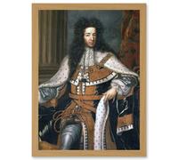 Artery8 Wissing Portrait King William III England Orange Painting Artwork Framed Wall Art Print A4 in Light Oak Artery8 Light Oak