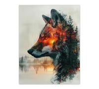 Artery8 Wolf Forest Sunset Nature Animal Lover Design For Living Room Extra Large XL Wall Art Poster Print