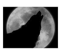 Artery8 Wolf Howling Full Moon Night Nocturnal Animal Large XL Wall Art Canvas Print