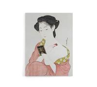Artery8 Woman Applying Powder Portrait Canvas Wall Art Print Hashiguchi in Pink | Size: W24" x H32" Artery8 Pink W24" x H32"