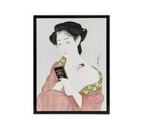 Artery8 Woman Applying Powder Portrait Framed Canvas Wall Art Print Hashiguchi in Pink | Size: W12" x H16" Artery8 Pink W12" x H16"