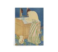 Artery8 Woman Bathing at her Dressing Table Cassatt Canvas Wall Art in Blue | Size: W12" x H16" Artery8 Blue W12" x H16"