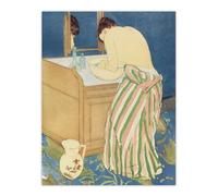 Artery8 Woman Bathing at her Dressing Table Unframed Wall Art Print Poster 12X16 Artwork By Cassatt : Serene Bathing Moment Print Adding Elegance And Harmony To Intimate Dressing Space