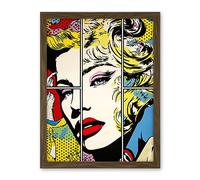 Artery8 Woman Comic Book Strip Style Face Vibrant Portrait Bedroom Decor Teen Halftone Artwork Framed Wall Art Print 18X24 Inch