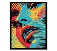 Artery8 Woman Face Close Up Polka Dot Pop Art Portrait For Living Room Artwork Framed Wall Art Print A4
