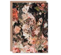 Artery8 Woman Face Hidden in Flowers Abstract Painting Greeting Birthday Card Him Her All Blank