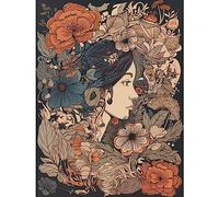 Artery8 Woman Floral Profile Portrait Boho Art Nouveau Large Wall Art Poster Print Thick Paper 18X24 Inch