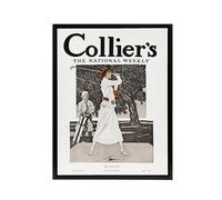 Artery8 Woman Golfer Tee Off Vintage Magazine Framed Canvas Wall Art Print : Artwork 18x24 Charming sporting cover full of vintage energy, ideal for studies or nostalgic living rooms