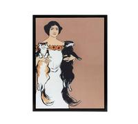 Artery8 Woman Holding Two Cats Drawing Framed Canvas Wall Art Print Penfield in Pink | Size: W18" x H24" Artery8 Pink W18" x H24"