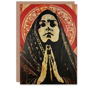 Artery8 Woman in Prayer Artwork Religious Peace Powerful Greeting Birthday Card Him Her All Blank
