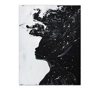Artery8 Woman in Stars Abstract Portrait Black and White Living Room Large Wall Art Poster Print Thick Paper 18X24 Inch