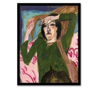 Artery8 Woman in the Green Blouse Kirchner Framed Wall Art Print | Size: A4 Artery8 Multicolor A4