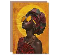 Artery8 Woman in Traditional African Dress Sun Painting Birthday Art Card in Mustard Artery8 Mustard