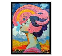Artery8 Woman Portrait Sunset Summer Bliss Conceptual Art Living Room Artwork Framed Wall Art Print A4