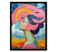 Artery8 Woman Portrait Sunset Summer Bliss Conceptual Art Living Room Artwork Framed Wall Art Print 18X24 Inch