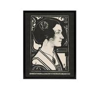 Artery8 Woman Stained Glass Sketch Portrait By Richard Roland Holst 12X16 Framed Canvas Wall Art Print : Decorative sketch portraying quiet strength perfect for elegant lounge or gallery collection