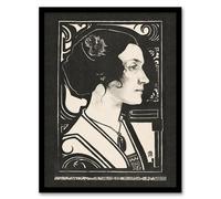 Artery8 Woman Stained Glass Sketch Portrait By Richard Roland Holst Framed Wall Art Print A4 : Decorative sketch portraying quiet strength perfect for elegant lounge or gallery collection