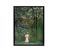 Artery8 Woman Walking in an Exotic Forest Rousseau Black Framed Canvas Art in Green | Size: W24" x H32" Artery8 Green W24" x H32"
